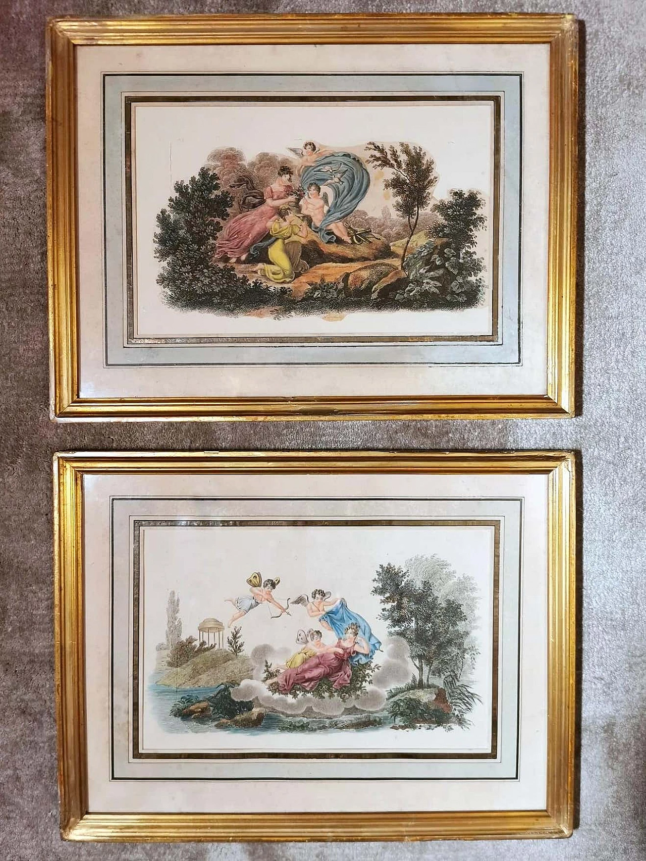 Nargeol Adrien, pair of watercolour prints with gilded frames, 19th century 1396314