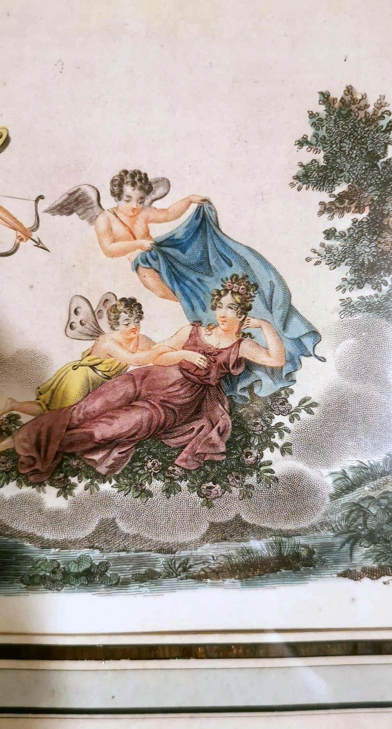 Nargeol Adrien, coppia di stampe dipinte ad acquerello con cornici dorate, '800 1396319