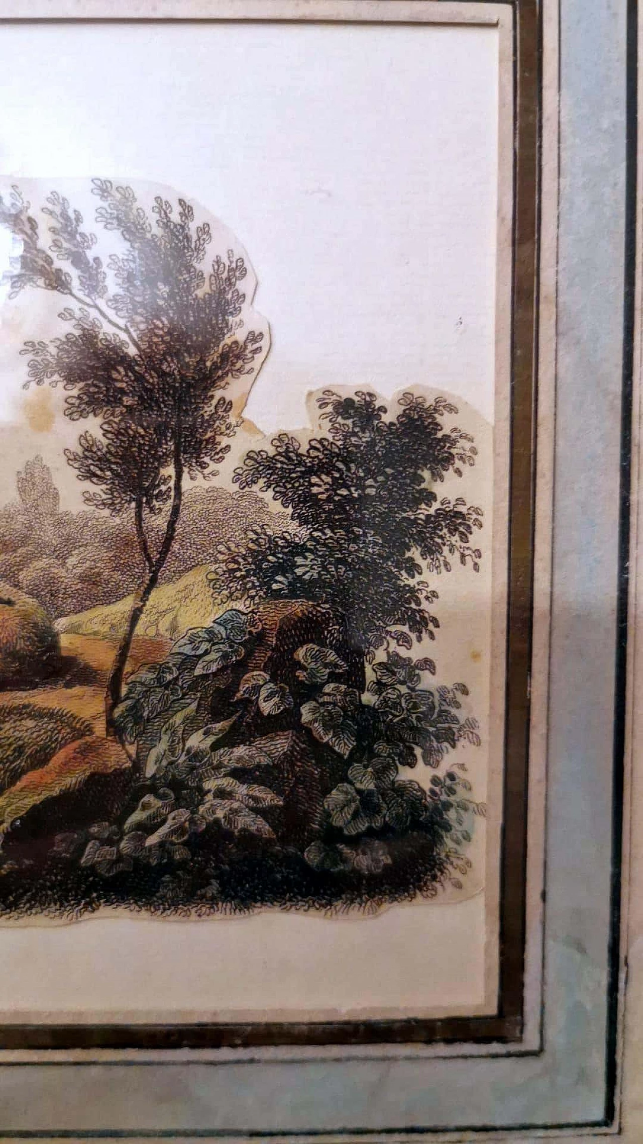 Nargeol Adrien, coppia di stampe dipinte ad acquerello con cornici dorate, '800 1396327