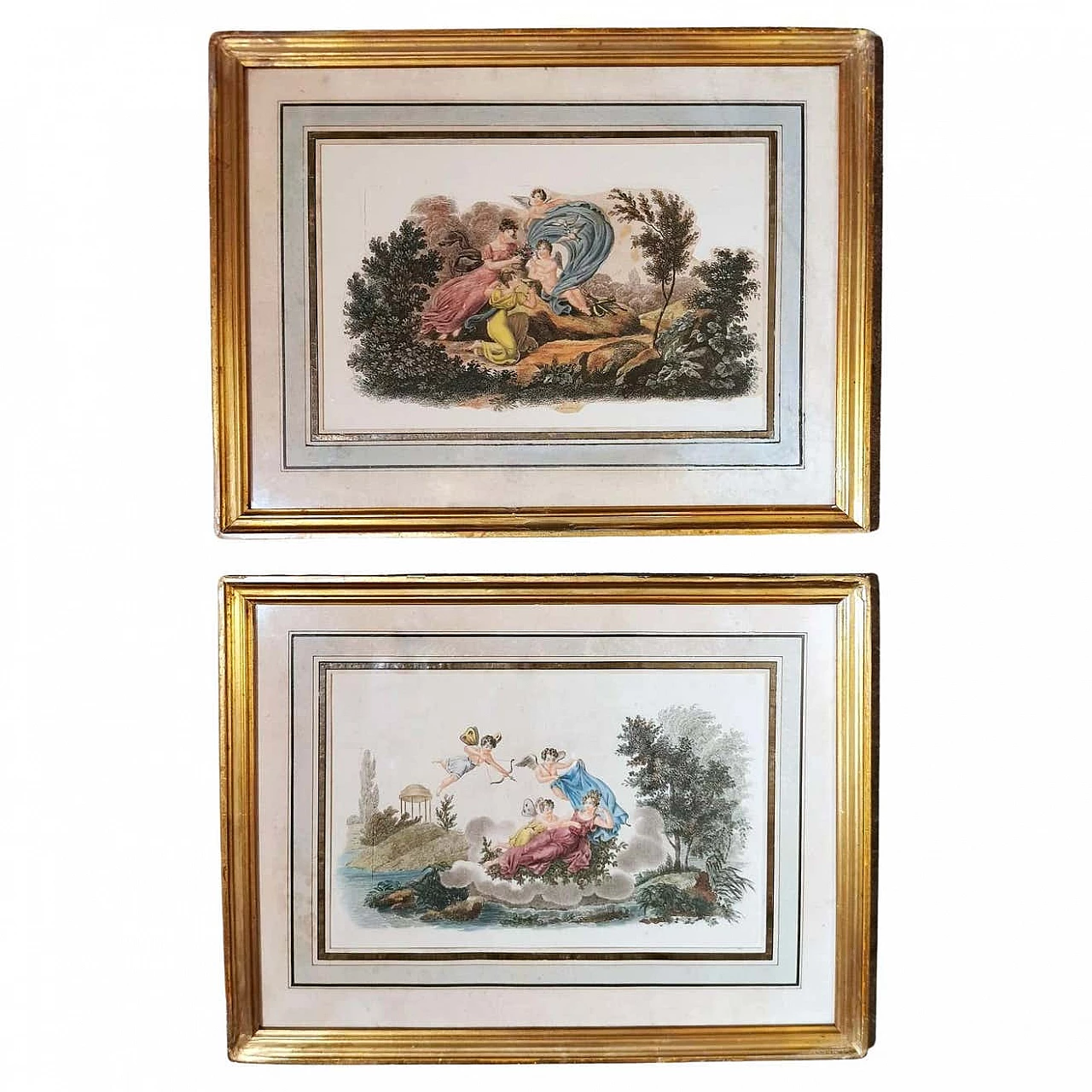Nargeol Adrien, pair of watercolour prints with gilded frames, 19th century 1396332