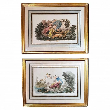 Nargeol Adrien, pair of watercolour prints with gilded frames, 19th century