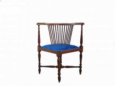 Corner chair in walnut with silk seat, 19th century