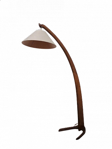 Bent beech and fabric arch floor lamp, 1950s
