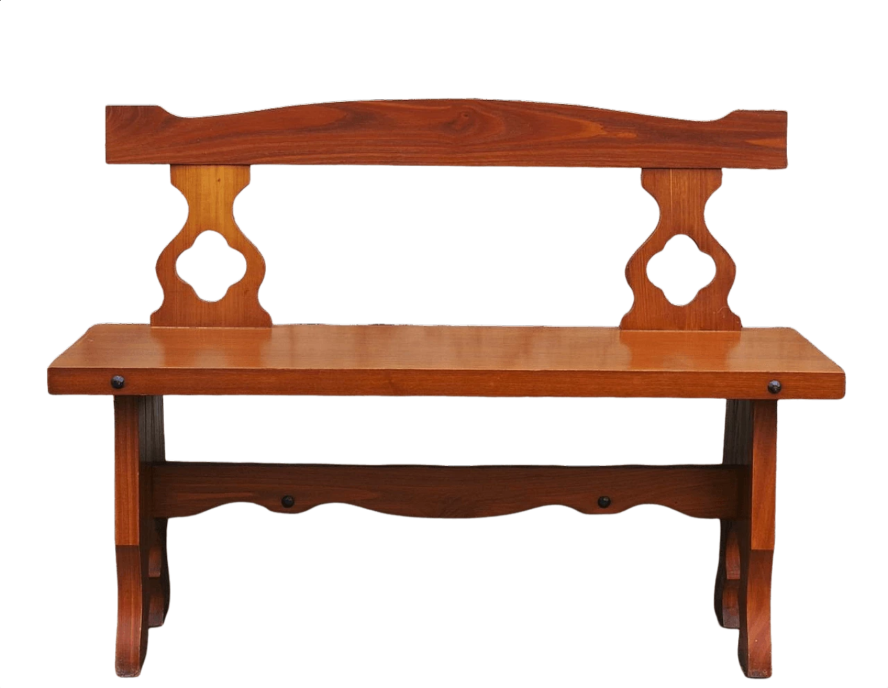 Tyrolean bench in ash with wrought iron studs, 70s 1396578