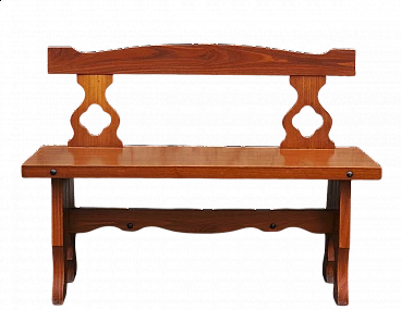 Tyrolean bench in ash with wrought iron studs, 70s