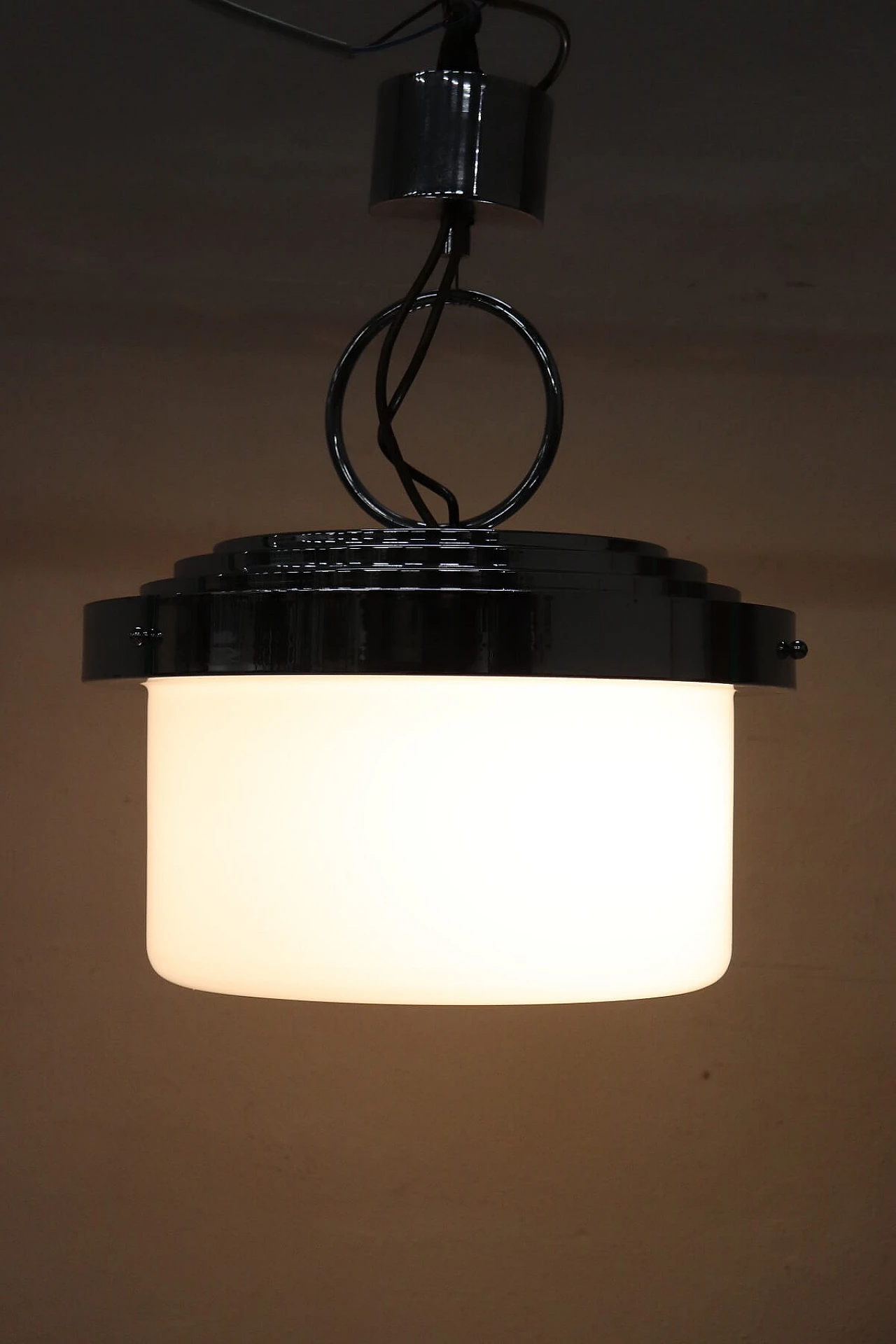 Lampadario in vetro opalino, anni '70 1396637