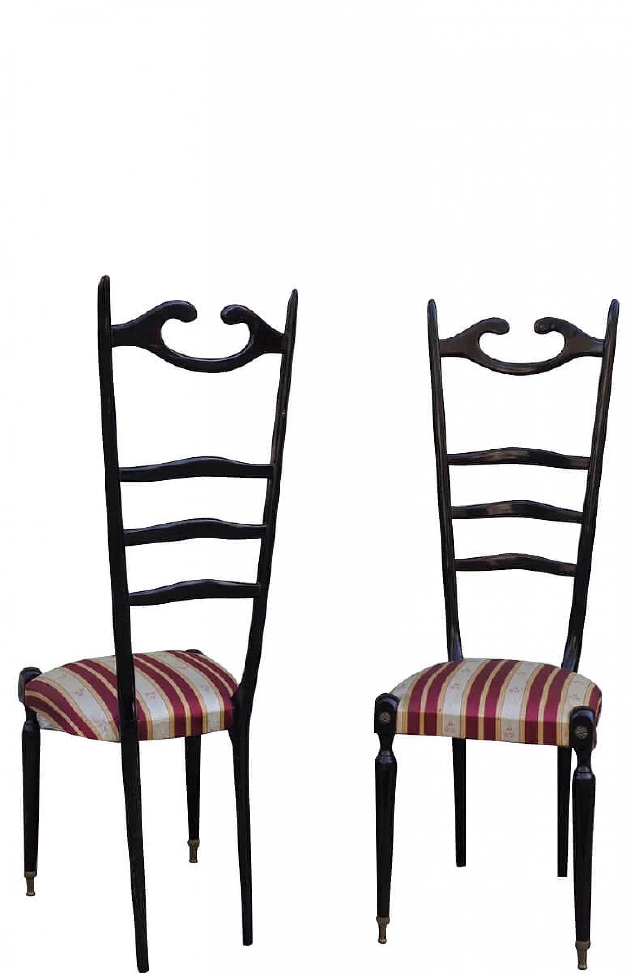 Pair of Chiavarine chairs in mahogany with fabric seat by Paolo Buffa, 50s 1396973