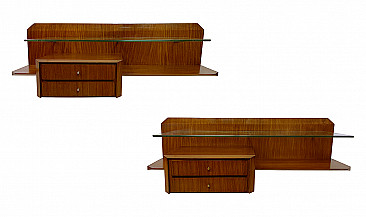 Pair of wall-mounted teak nightstands by Gianni Moscatelli, 1960s