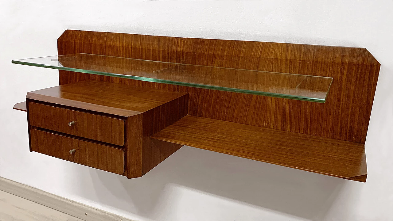 Pair of wall-mounted teak nightstands by Gianni Moscatelli, 1960s 1397433