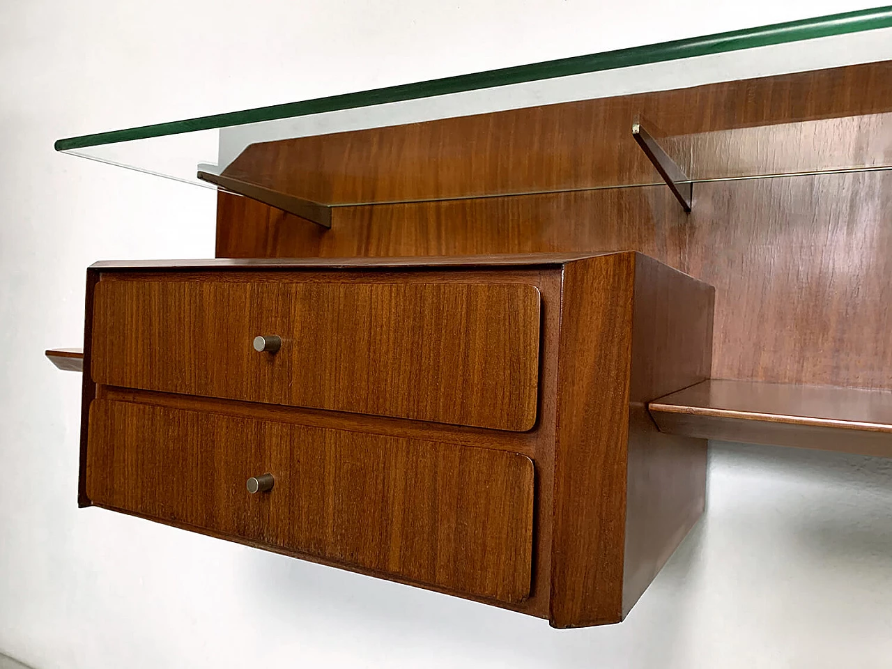 Pair of wall-mounted teak nightstands by Gianni Moscatelli, 1960s 1397435