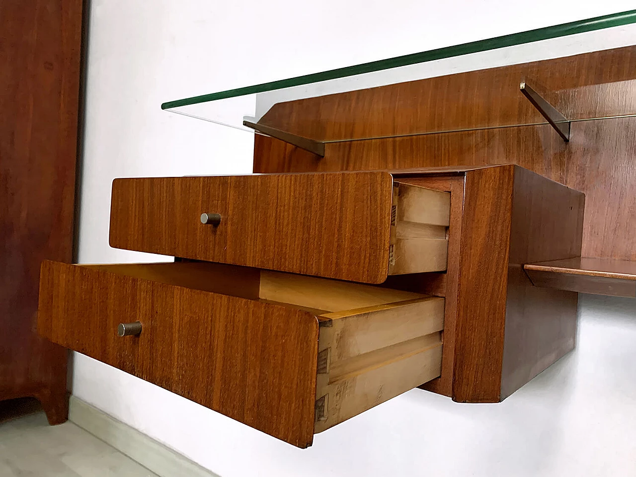 Pair of wall-mounted teak nightstands by Gianni Moscatelli, 1960s 1397436