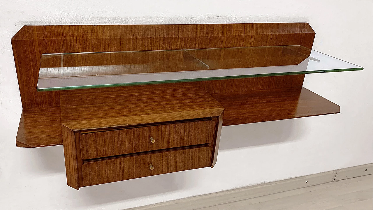 Pair of wall-mounted teak nightstands by Gianni Moscatelli, 1960s 1397445