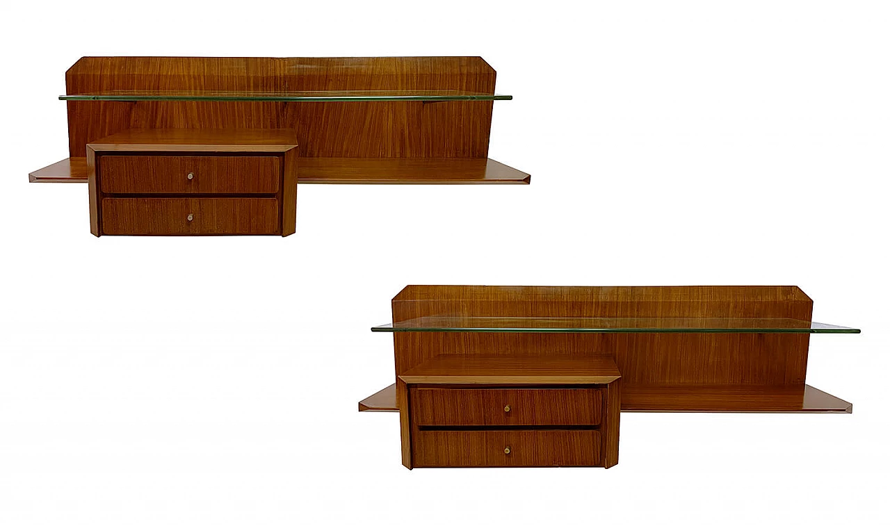 Pair of wall-mounted teak nightstands by Gianni Moscatelli, 1960s 1397447