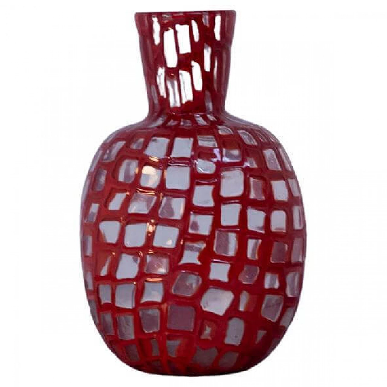 Vaso in vetro di Murano rosso Occhi di Tobia Scarpa per Venini, anni '60 1397576