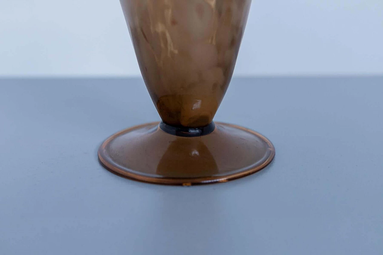 Vaso in vetro di Murano marrone dei Fratelli Toso, anni '20 1397650
