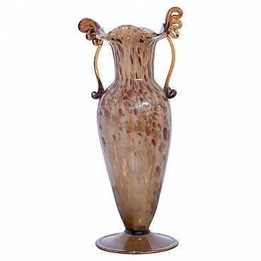 Brown Murano glass vase by Fratelli Toso, 1920s