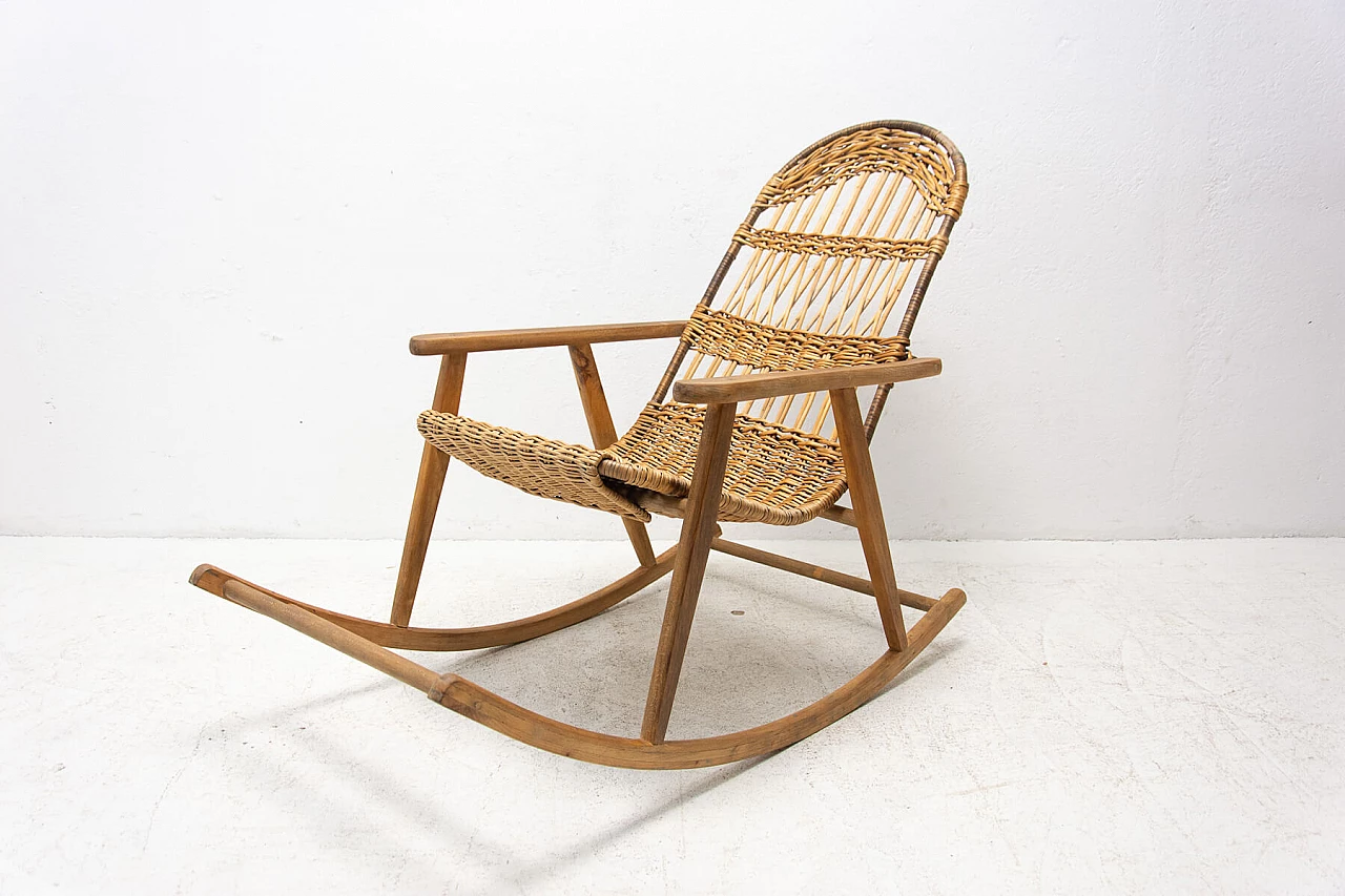 Sedia a dondolo in vimini, anni '60 1397689