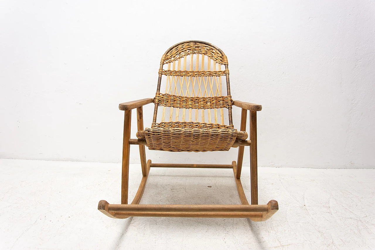 Sedia a dondolo in vimini, anni '60 1397699