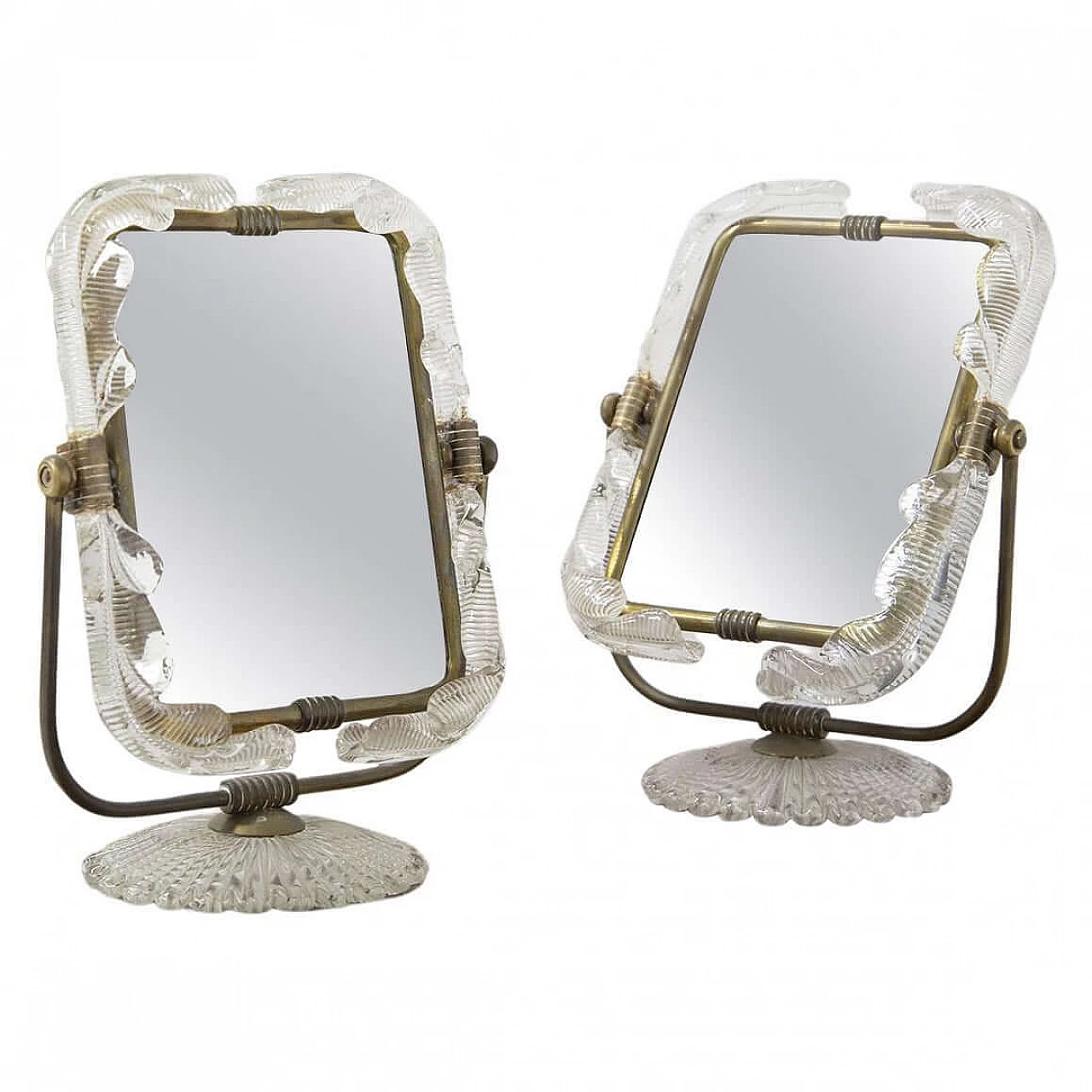 Pair of table mirrors with brass frames by Barovier and Toso, 1950s 1397832