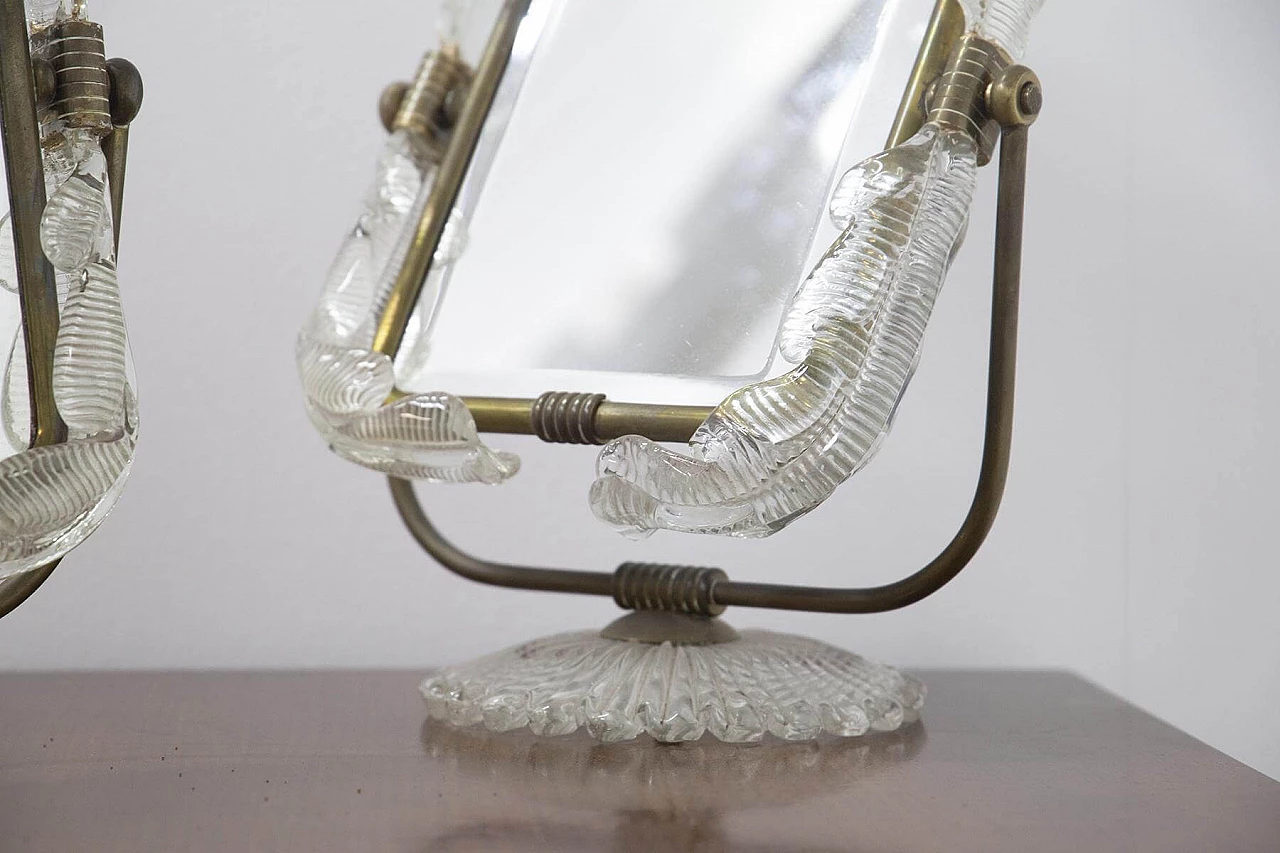 Pair of table mirrors with brass frames by Barovier and Toso, 1950s 1397837