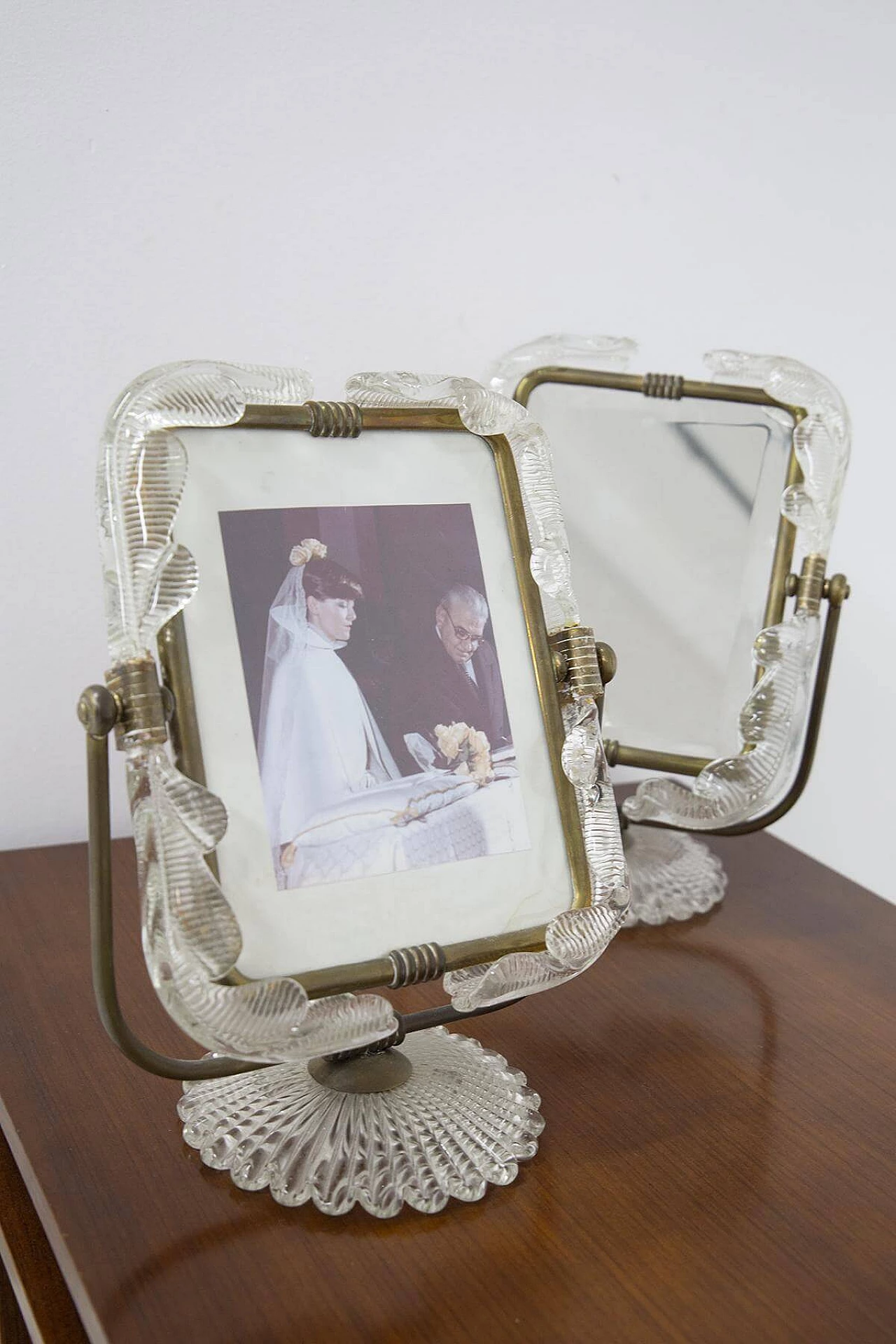 Pair of table mirrors with brass frames by Barovier and Toso, 1950s 1397842