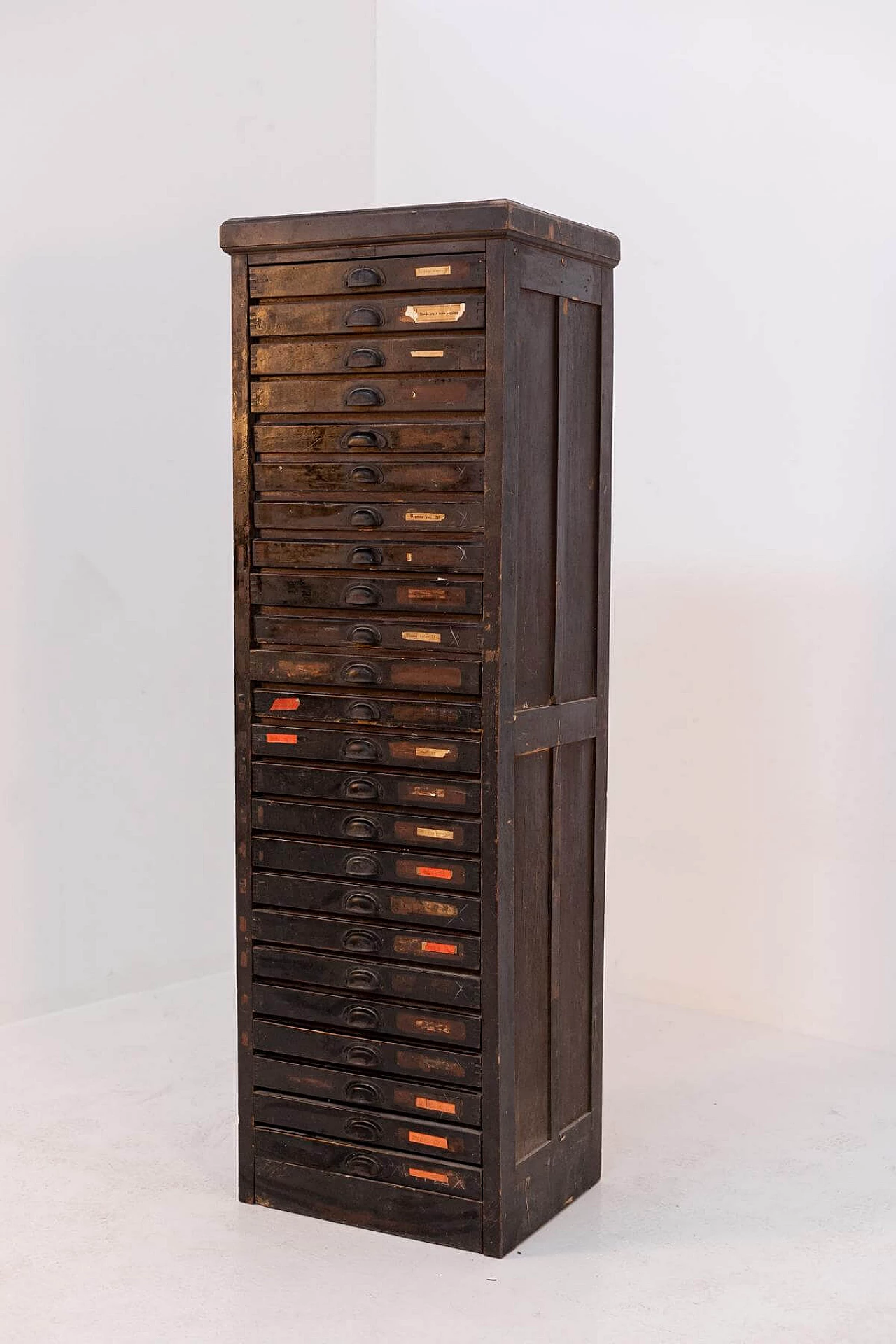 Wooden typographic chest of drawers with original mark, 20th century 1397896