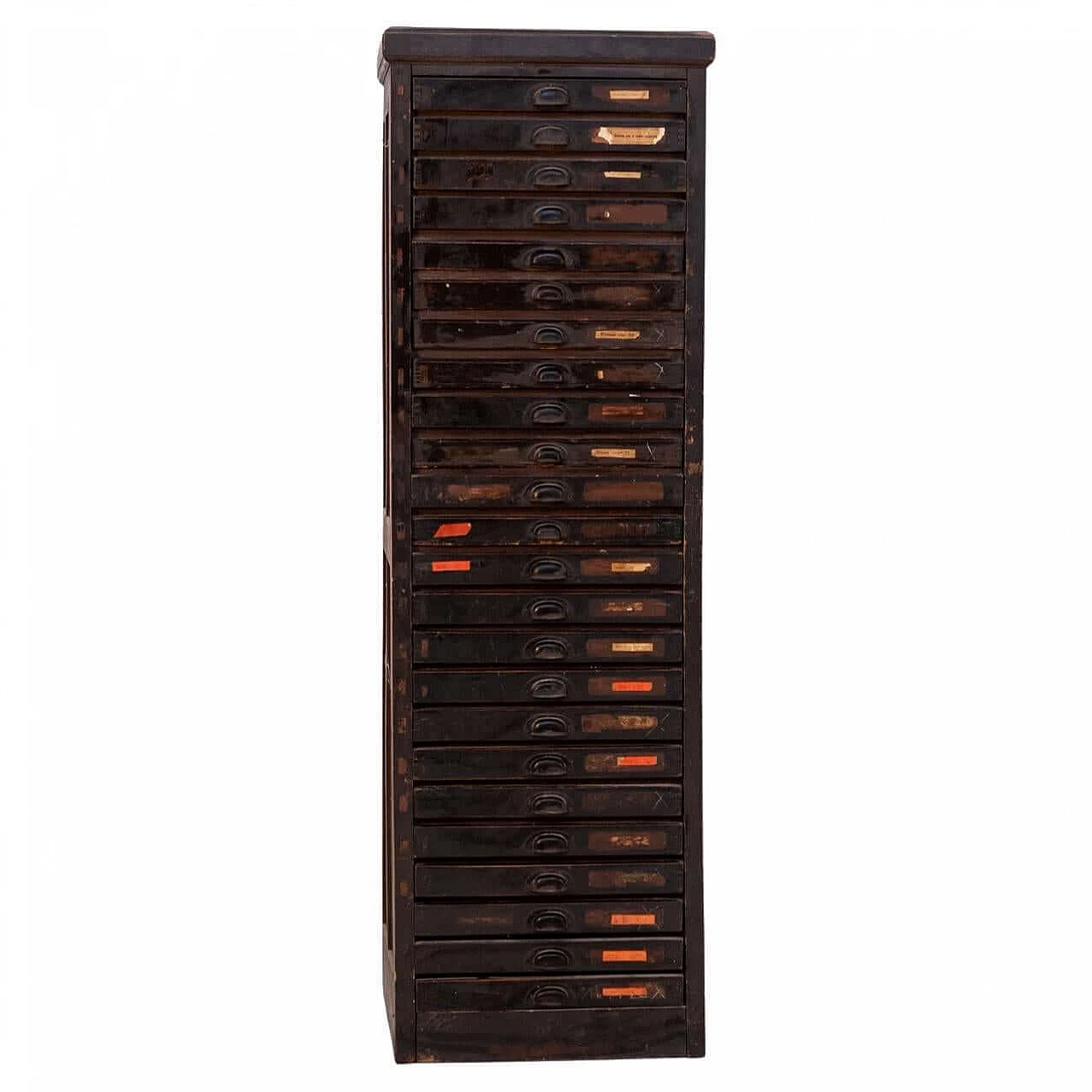 Wooden typographic chest of drawers with original mark, 20th century 1397897