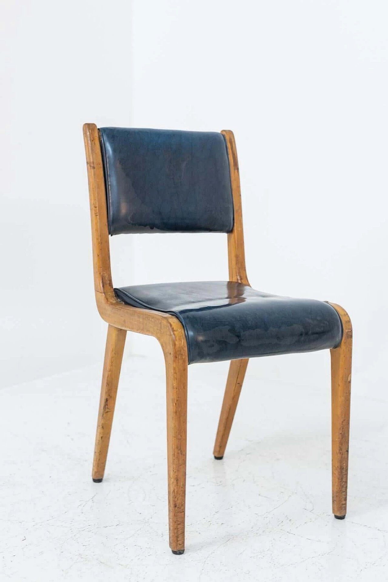 Coppia di sedie in pelle blu, anni '50 1397971