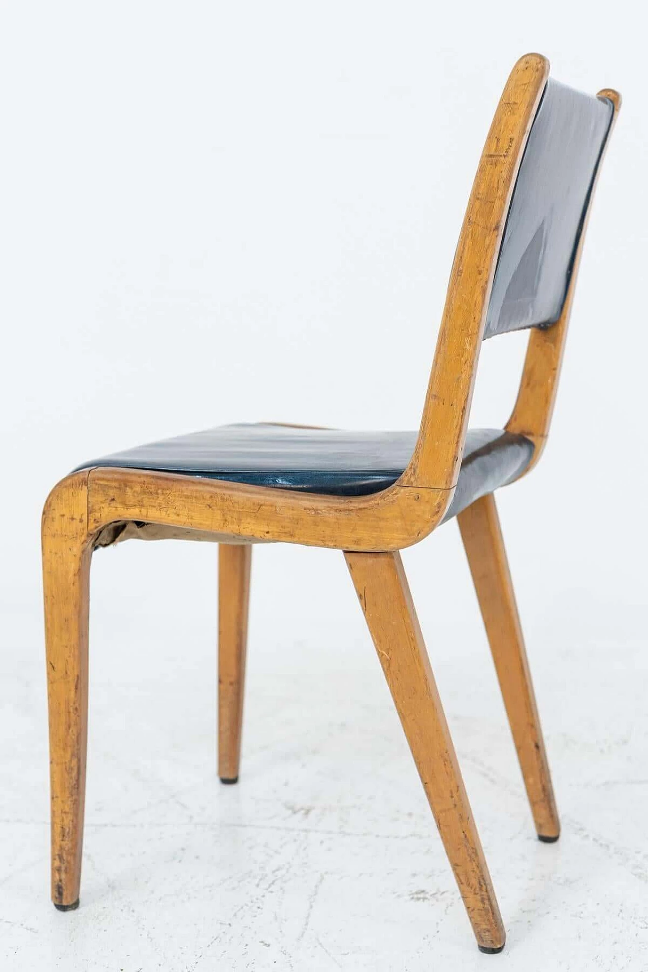 Coppia di sedie in pelle blu, anni '50 1397972