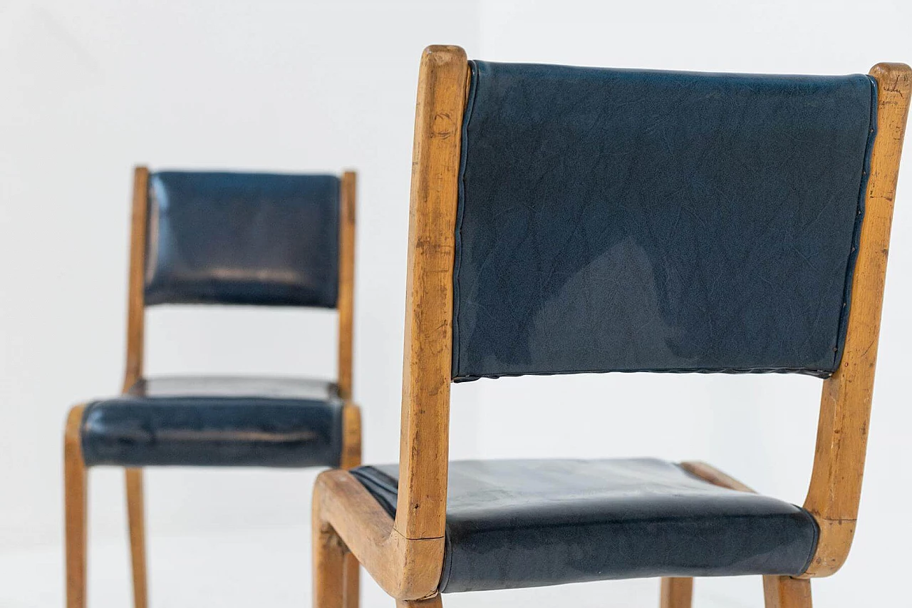 Coppia di sedie in pelle blu, anni '50 1397973