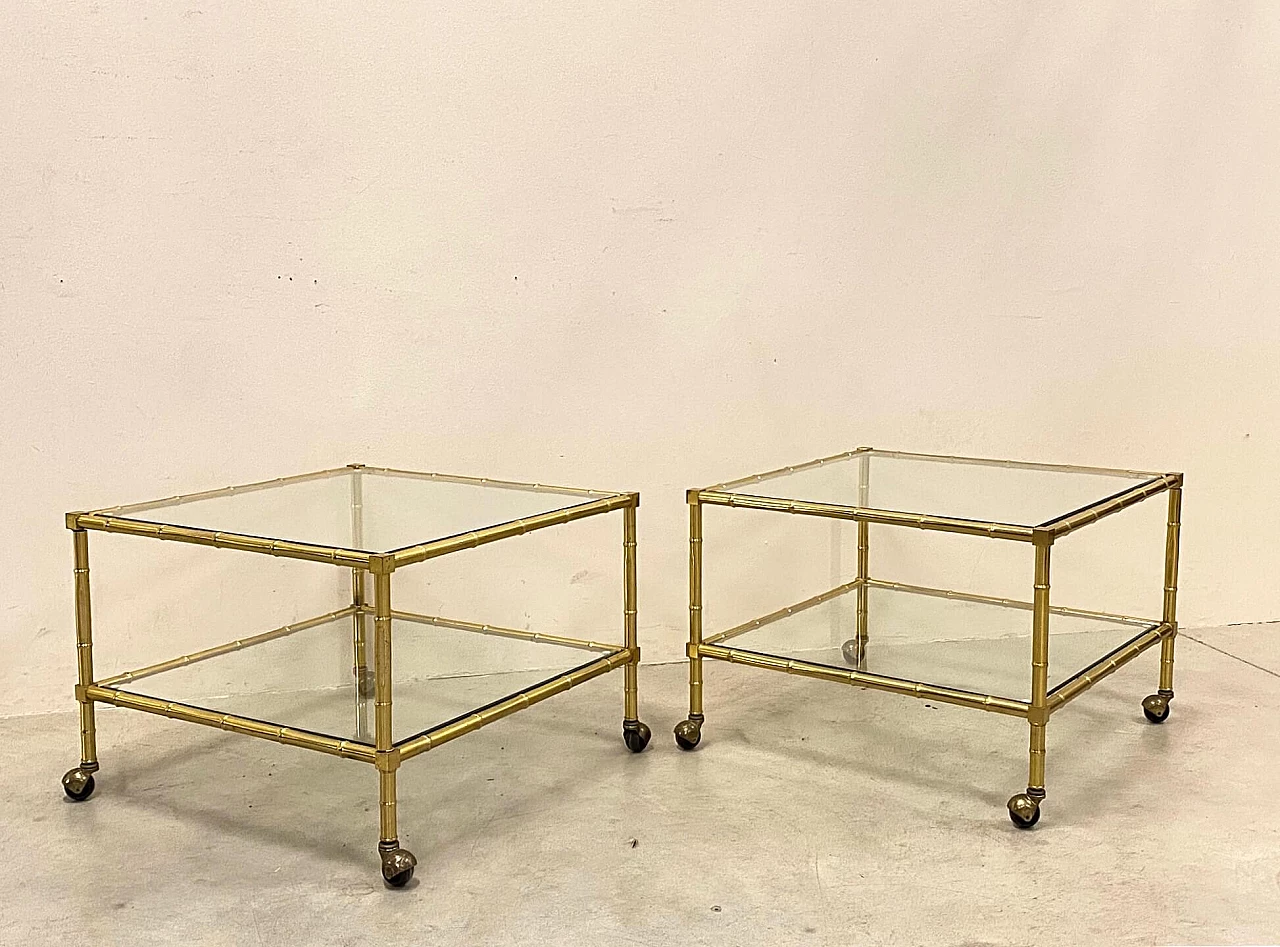 Pair of brass coffee tables in bamboo shape, 1970s 1398141