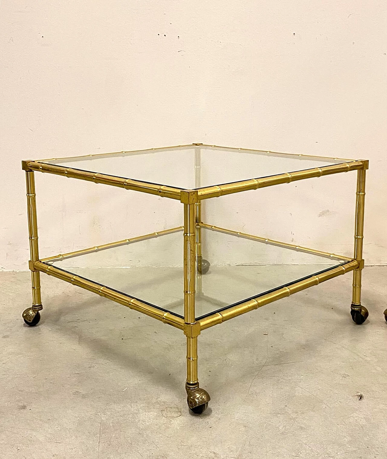 Pair of brass coffee tables in bamboo shape, 1970s 1398147