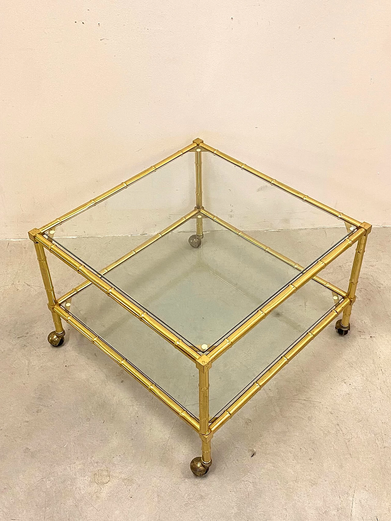 Pair of brass coffee tables in bamboo shape, 1970s 1398152