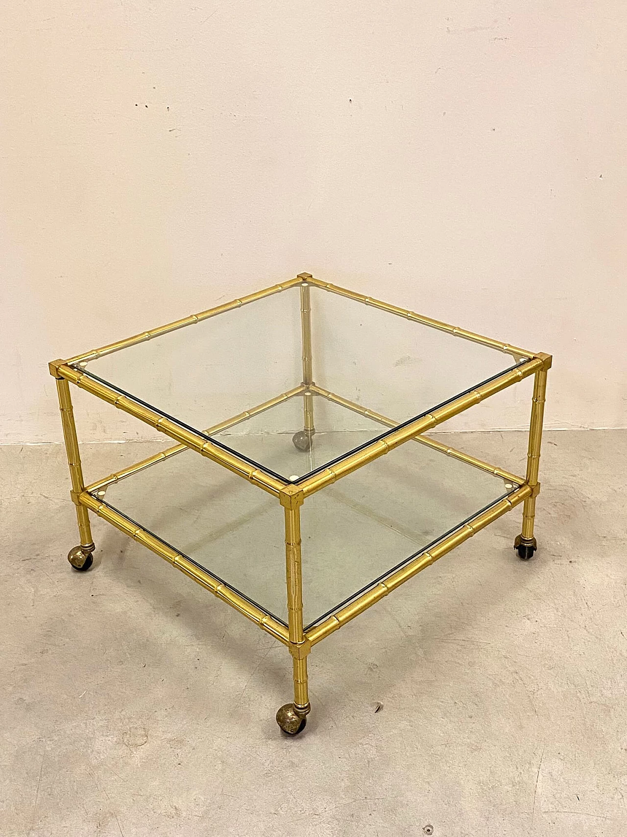 Pair of brass coffee tables in bamboo shape, 1970s 1398158
