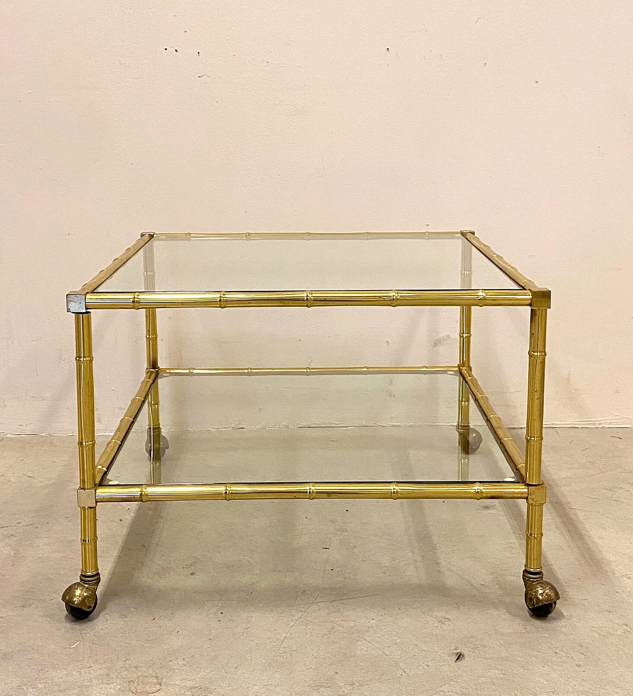 Pair of brass coffee tables in bamboo shape, 1970s 1398170