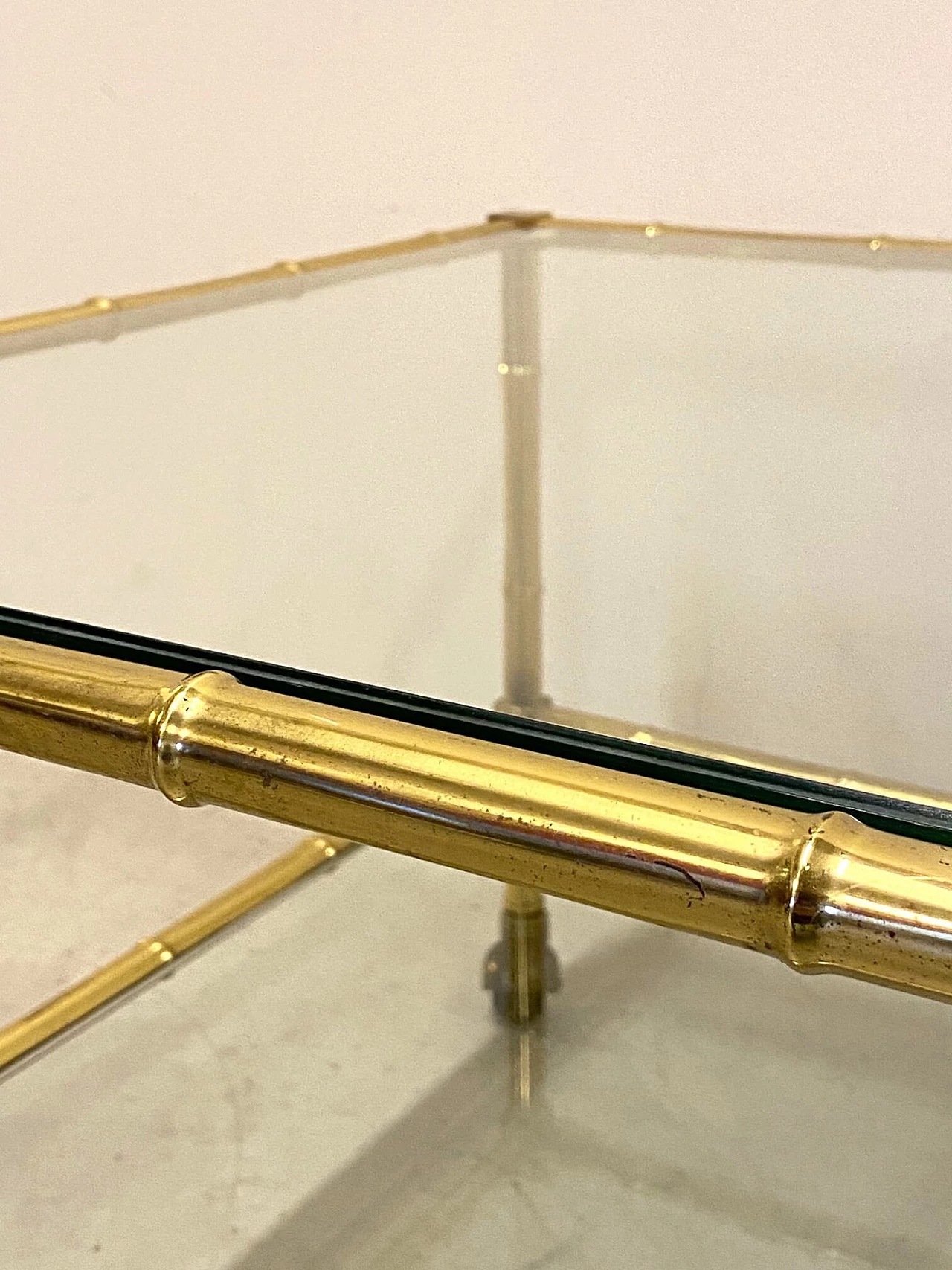 Pair of brass coffee tables in bamboo shape, 1970s 1398171