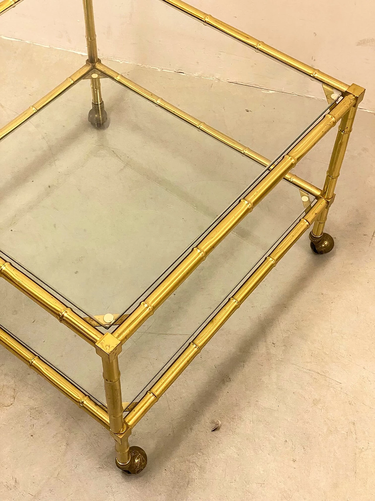Pair of brass coffee tables in bamboo shape, 1970s 1398182