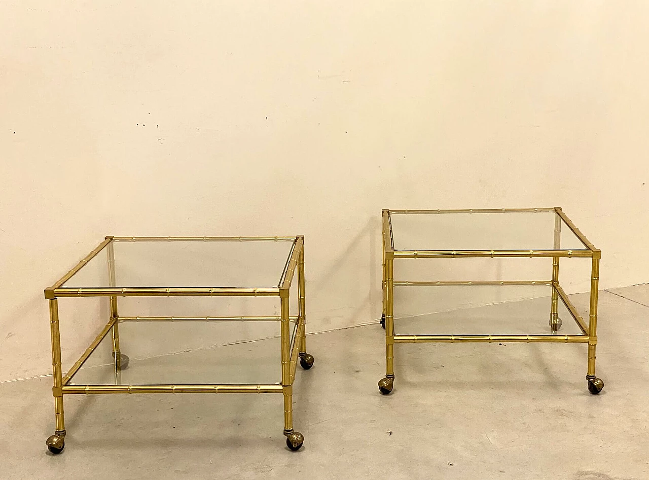 Pair of brass coffee tables in bamboo shape, 1970s 1398183