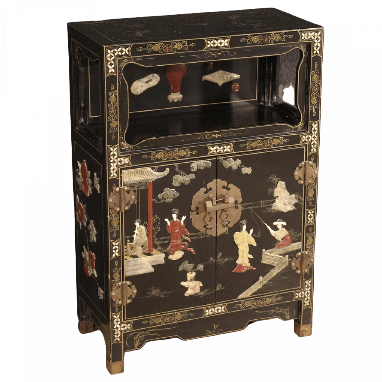 Credenza cinese laccata e dipinta a mano, anni '60 1398785