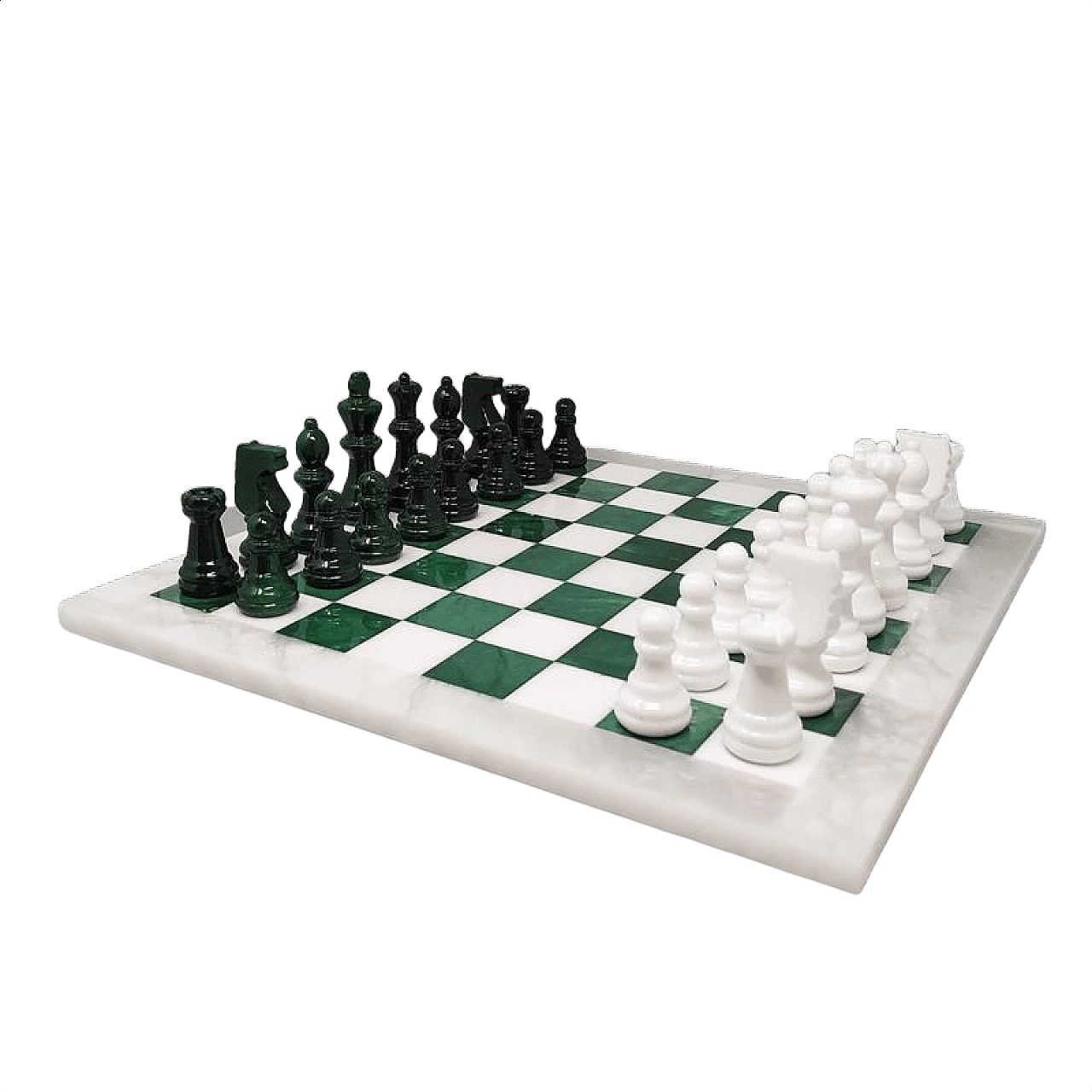 Green and white chessboard in alabaster from Volterra, 1970s 1398872