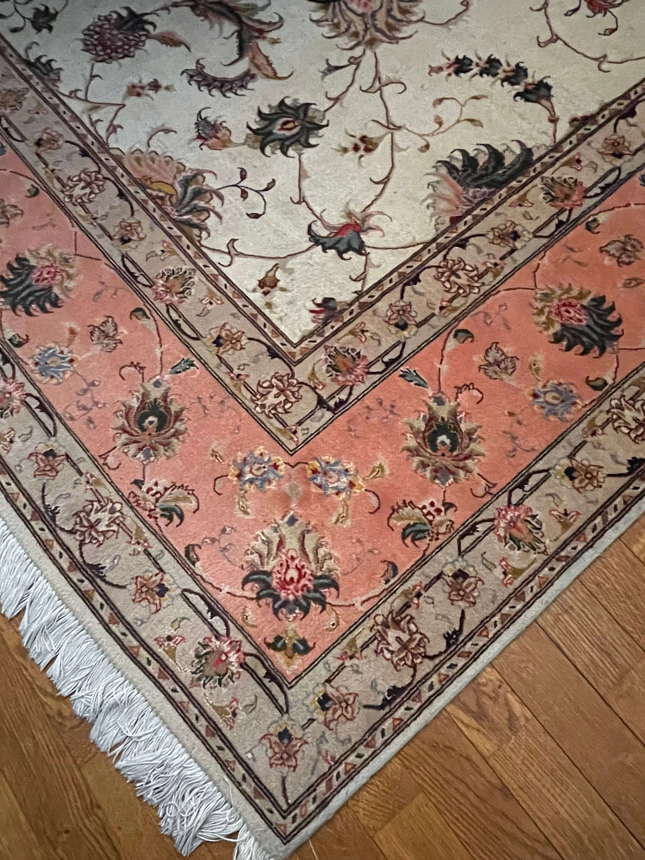 Tappeto Tabriz del Turkmenistan con frange in lana, anni '90 1398939