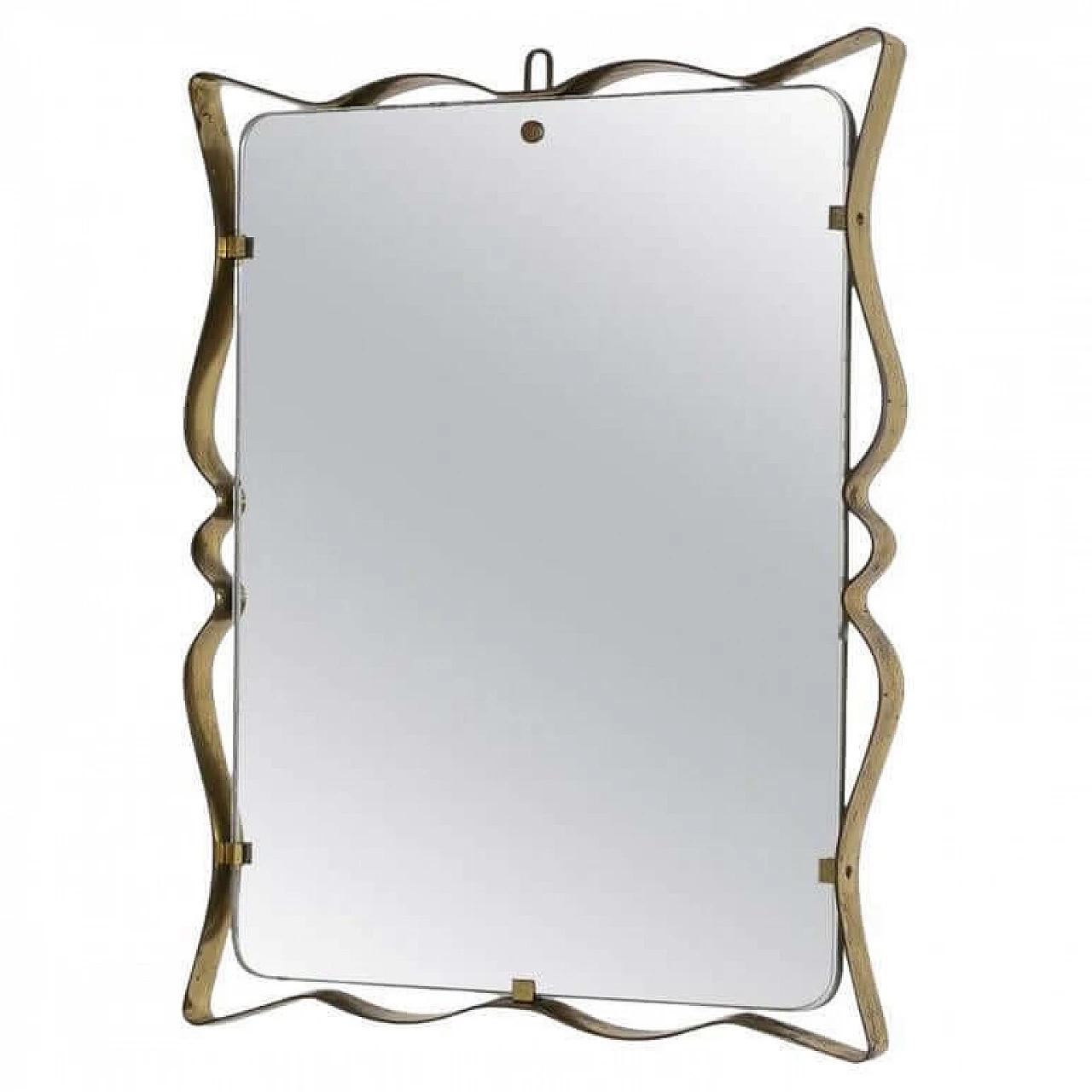 Wall mirror by Fontana Arte with brass frame, 1950s 1399034