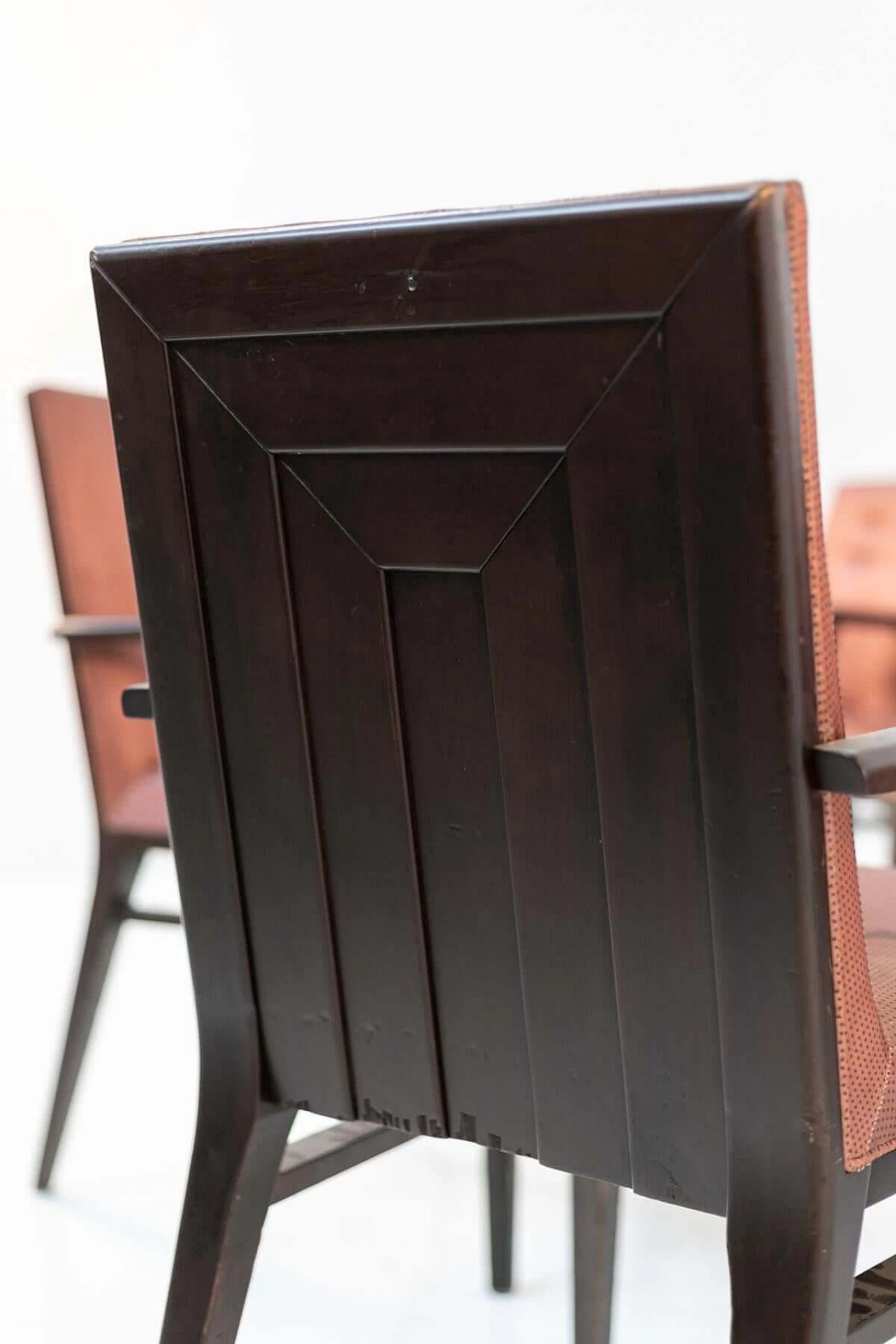 12 Sedie da barca in legno e raso rosa, anni '50 1399064