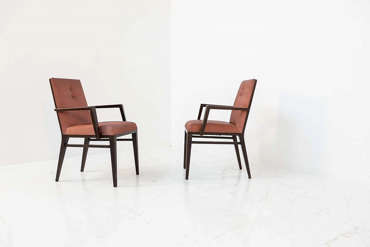 12 Sedie da barca in legno e raso rosa, anni '50 1399070