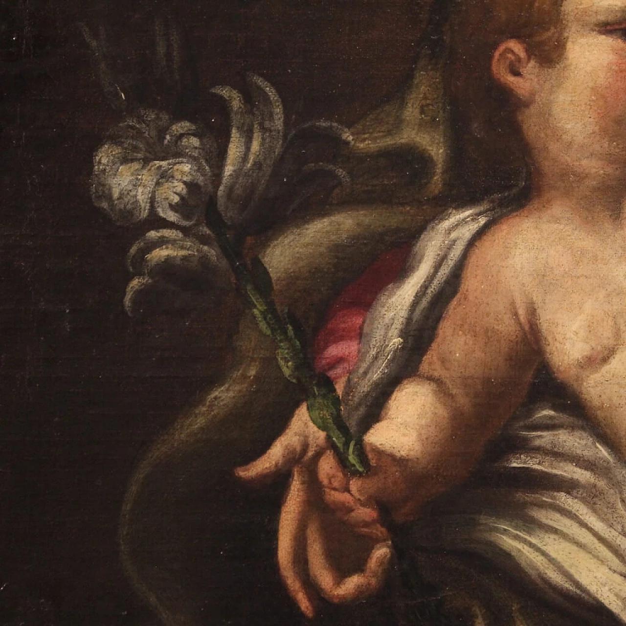 Madonna con bambino, dipinto italiano olio su tela, '600 1399110