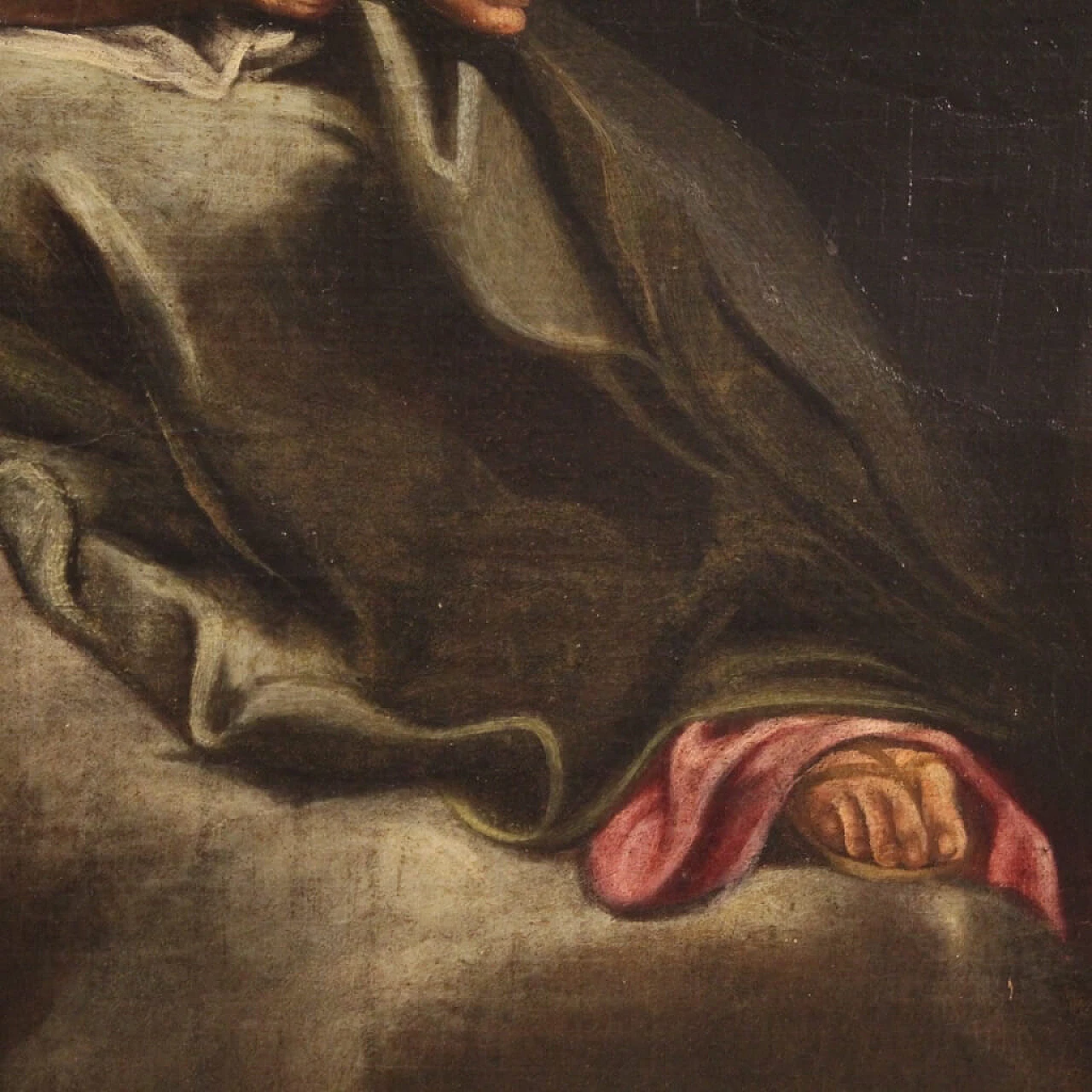Madonna con bambino, dipinto italiano olio su tela, '600 1399111