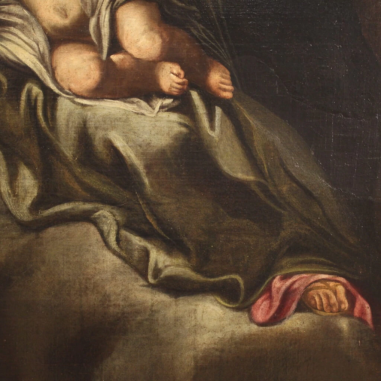 Madonna con bambino, dipinto italiano olio su tela, '600 1399114