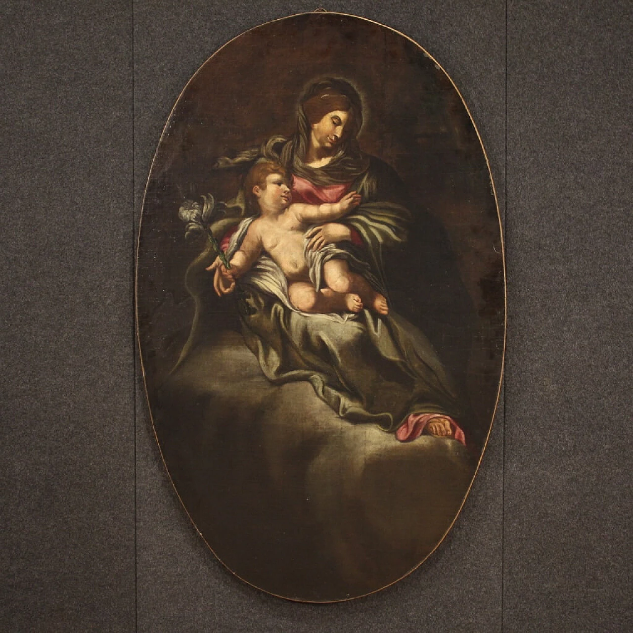 Madonna con bambino, dipinto italiano olio su tela, '600 1399115