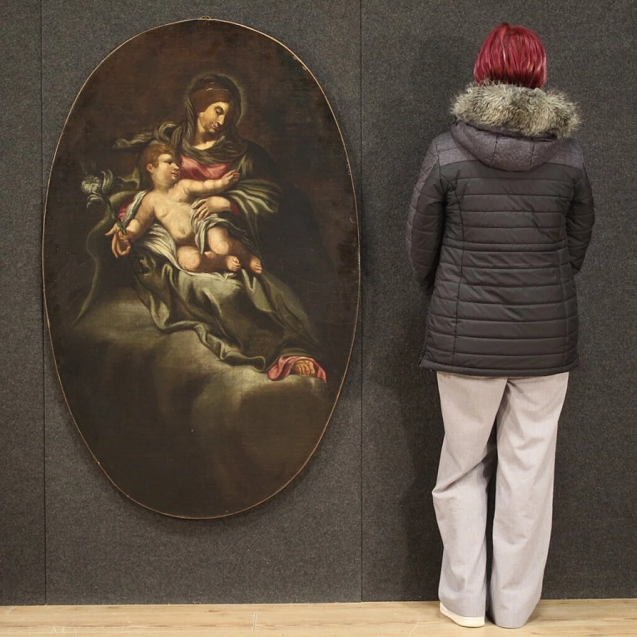 Madonna con bambino, dipinto italiano olio su tela, '600 1399118