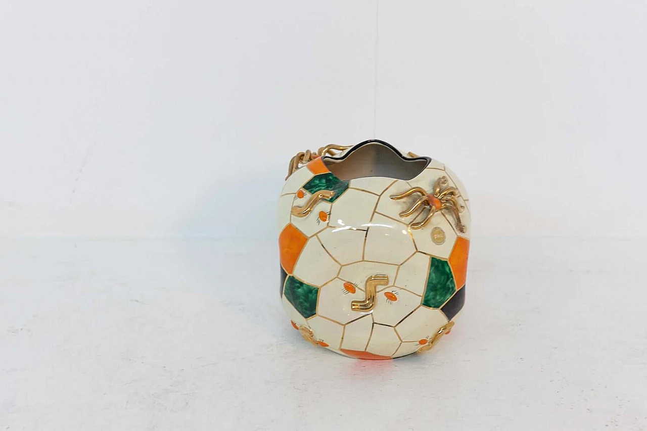 Vaso modello Ragno n. 1172 multicolore in ceramica Pucci, anni '50 1399284